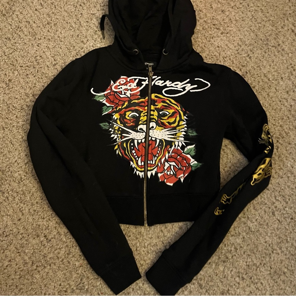 Ed Hardy Crop Zip Up Hoodie